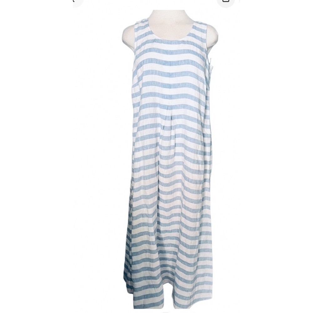 JJill Striped Love Linen Maxi Tank Dress Blue White Sleeveless XL - Picture 2 of 8